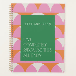 Modern pink green geometric love completely gift planner