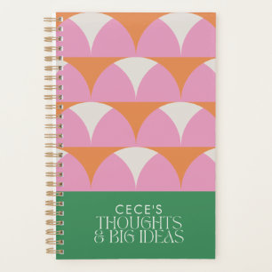 Modern pink green geometric thoughts ideas planner