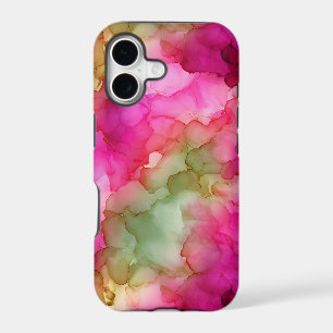 Modern Pink Green Gold Alcohol Ink