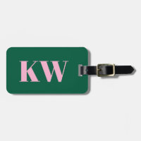 Modern Pink Green Monogram Initials Personalised