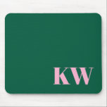 Modern Pink Green Monogram Initials Personalised Mouse Mat<br><div class="desc">Modern Pink and Green Monogram Initials Personalised Mouse Pad</div>