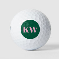 Modern Pink Green Monogram Initials Personalized