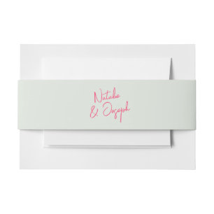 Modern Pink Green Retro Whimsical Bright Wedding Invitation Belly Band