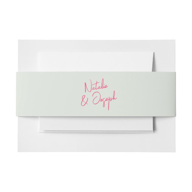 Modern Pink Green Retro Whimsical Bright Wedding Invitation Belly Band (Front Example)