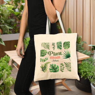 Modern Pink Green Watercolor Leaves Plant Mum  Tote Bag