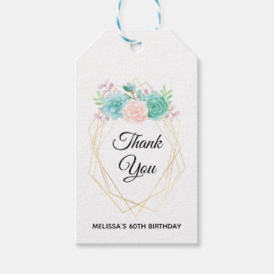 Modern Pink & Green Watercolor Succulents Gift Tags