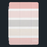Modern Pink Grey and Cream Wide Stripes Monogram iPad Pro Cover<br><div class="desc">Modern and Minimalist Pink Grey and Cream Wide Stripes Monogram iPad cover in sweet shades of blush pink, creamy almond vanilla, and dove grey. Created by Zazzle pro designer BK Thompson © exclusively for Cedar and String; please contact us if you need assistance, have questions, or would like to enquire...</div>