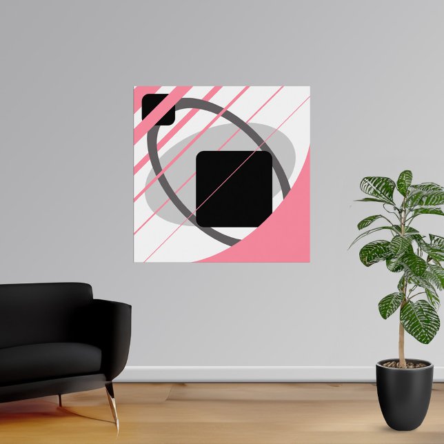 Modern Pink Grey Black Off-White Poster (Modern Pink Gray Black Off-White Poster from Modern Shapes Canvas. Choose your size.)