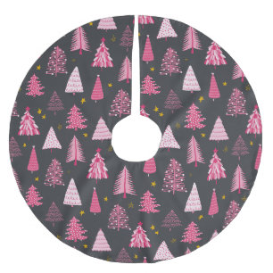Modern Pink & Grey Christmas Brushed Polyester Tree Skirt