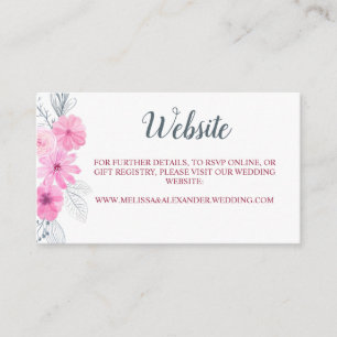 Modern pink grey watercolor flowers spring wedding enclosure card