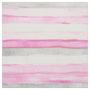 Modern pink grey watercolor jute stripes pattern fabric