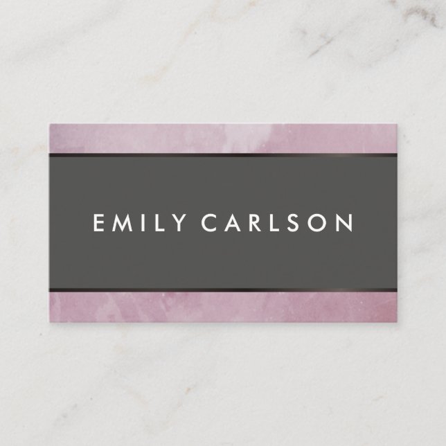 Modern Pink Grunge with Brown Metallic Trim Business Card (Front)
