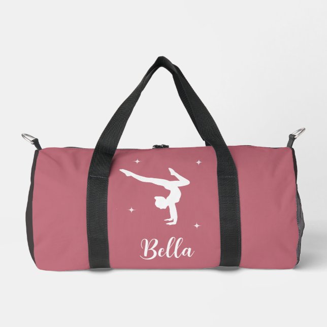 Modern Pink Gymnastics Dance Fitness Duffle Bag (Front)