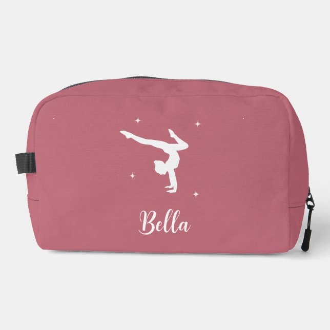 Modern Pink Gymnastics Dance Fitness Travel Dopp Kit (Front)