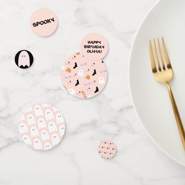 Modern Pink Halloween Birthday  Confetti (Group)