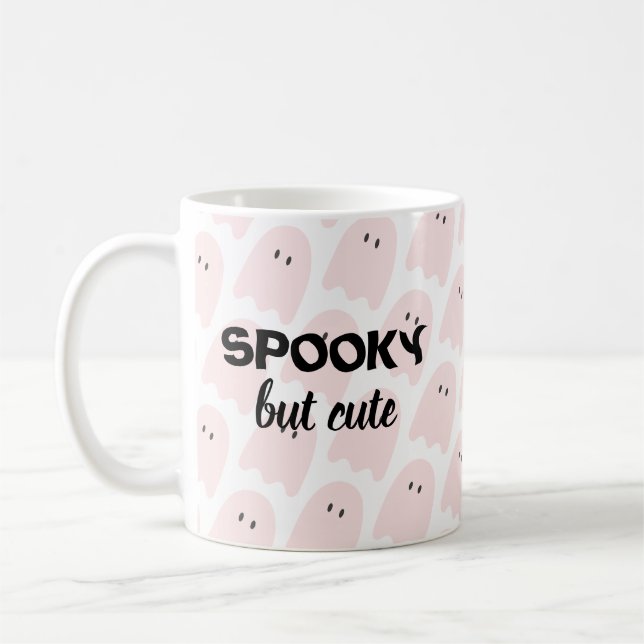 Modern Pink Halloween Spooky but Cute Coffee Mug (Left)