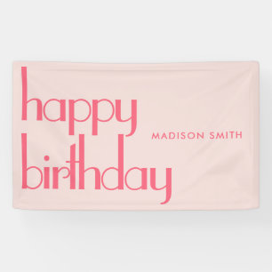 Modern Pink Happy Birthday Banner