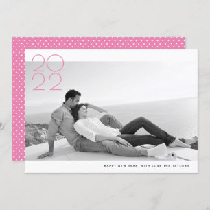 Modern pink Happy New Year 2022 photo Holiday Card