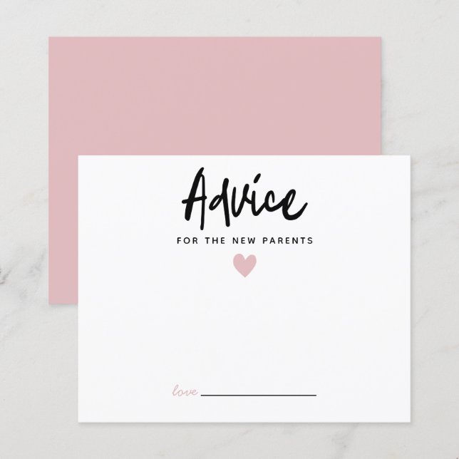 Modern Pink Heart Advice for the New Parents (Front/Back)