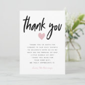 Modern Pink Heart Baby Shower Thank You Card (Standing Front)