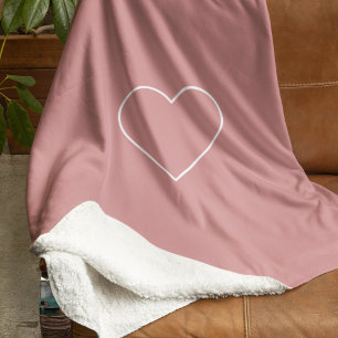 Modern Pink Heart Blanket Minimalist