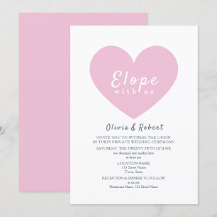 Modern Pink Heart Elopement Wedding Invitation