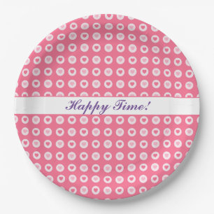 Modern Pink Heart Love Collection Paper Plate