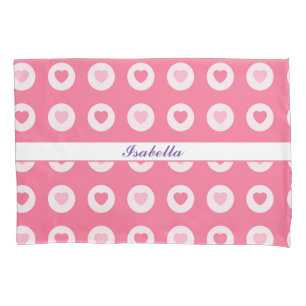 Modern Pink Heart Love Collection Pillowcase