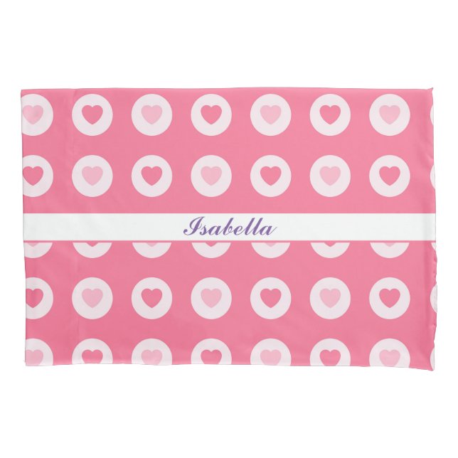 Modern Pink Heart Love Collection Pillowcase (Front)