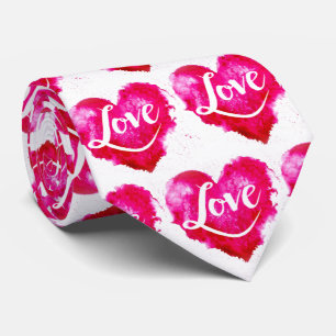 Modern Pink Heart & Love Typography Tie