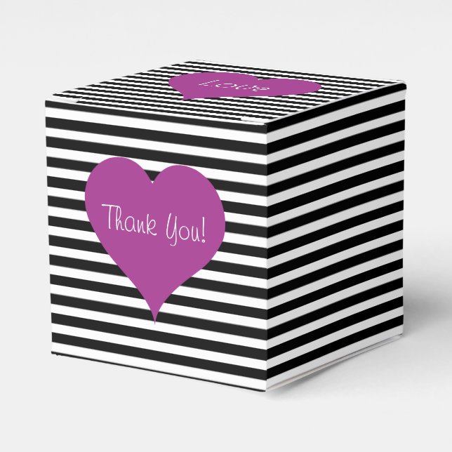Modern Pink Heart Thank You Favour Box (Front Side)