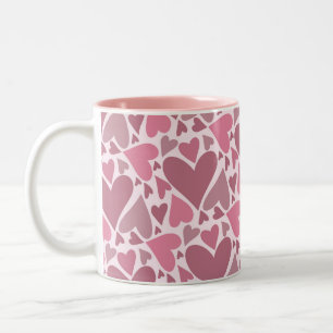 Modern Pink Hearts Valentine's Day  Two-Tone Coffee Mug