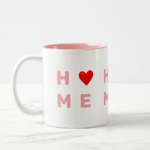 Modern Pink Home & Heart Two-Tone Coffee Mug