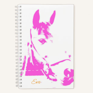 Modern Pink Horse NAME Photo Art Barn Girls Notebook