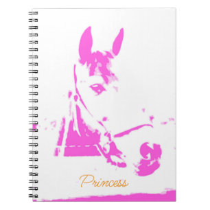 Modern Pink Horse Silhouette Custom Name Photo Art Notebook
