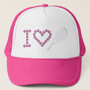 Modern Pink I Love Tennis Trucker Hat