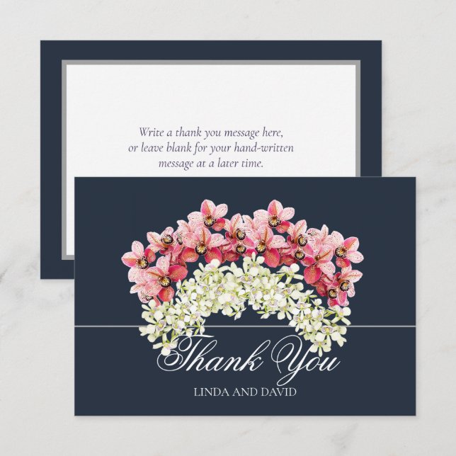 Modern Pink & Ivory Orchid Bridal Shower Thank You (Front/Back)