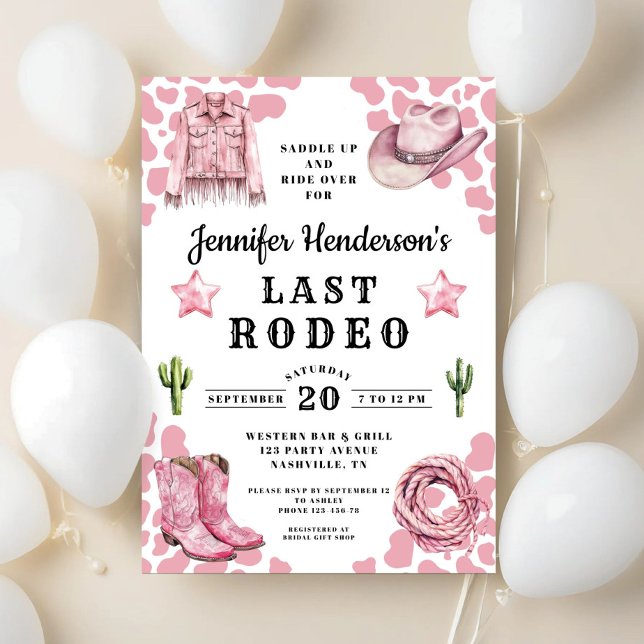 Modern Pink Last Rodeo Bachelorette Invitation (Modern Pink Last Rodeo Bachelorette Invitation)