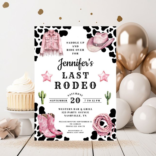 Modern Pink Last Rodeo Bachelorette Invitation (Modern Pink Last Rodeo Bachelorette Invitation)