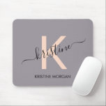 Modern pink lavender script monogram name mouse mat<br><div class="desc">Modern pink lavender script monogram name mouse pad</div>