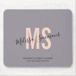 Modern pink lavender script monogram name mouse mat<br><div class="desc">Modern pink lavender script monogram name</div>