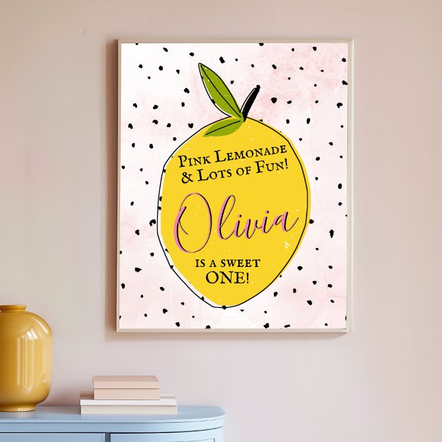 Modern Pink Lemonade 1st Birthday Welcome Poster (Creator Uploaded)
