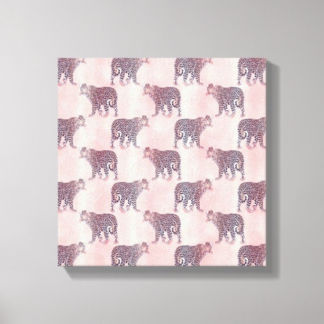 Modern Pink Leopard Animal Pattern Canvas Print (Front)