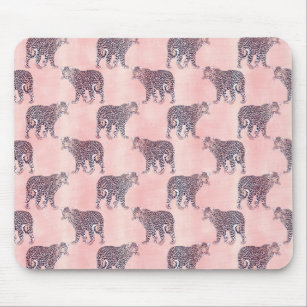 Modern Pink Leopard Animal Pattern Mouse Mat