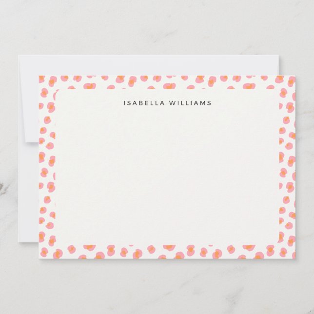 Modern Pink Leopard Animal Print Pattern Card (Front)