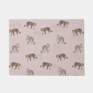 Modern Pink Leopard Jungle Animals Doormat
