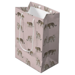 Modern Pink Leopard Jungle Animals Medium Gift Bag