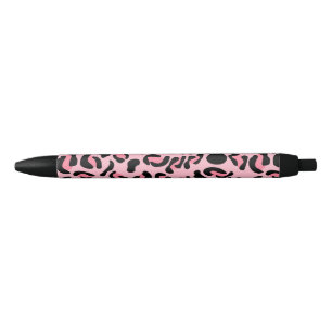 Modern Pink Leopard Pattern Animal Black Ink Pen