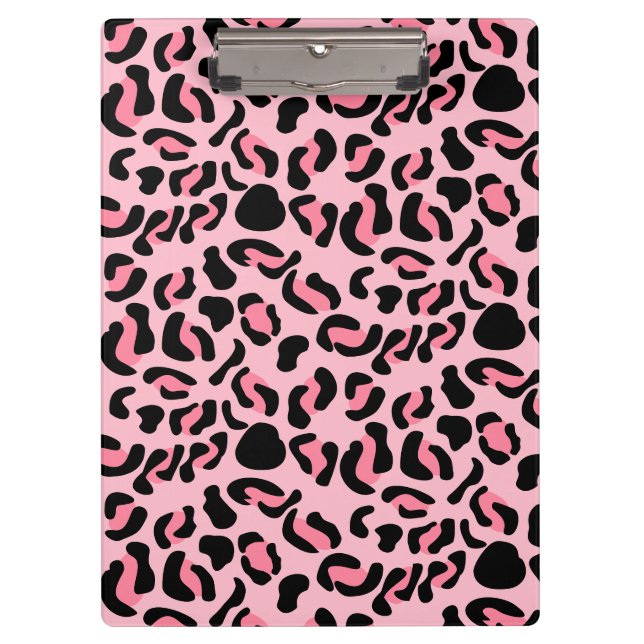 Modern Pink Leopard Pattern Animal Clipboard (Front)