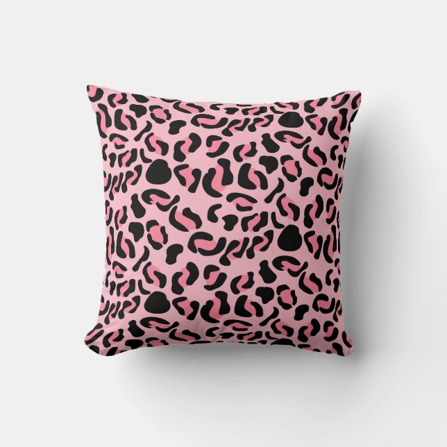 Modern Pink Leopard Pattern Animal Cushion (Front)